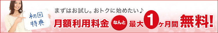 月額利用料金なんと最大０ヶ月間無料